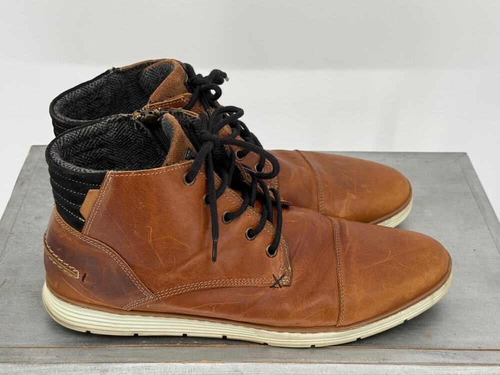 Bull Boxer Adyn Brown Leather Chukka Boots Men's 13 Eu 46 Side Zip Made Portugal